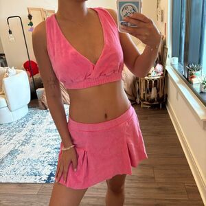 Stateside Anthropologie French terry Barbie pink set size small